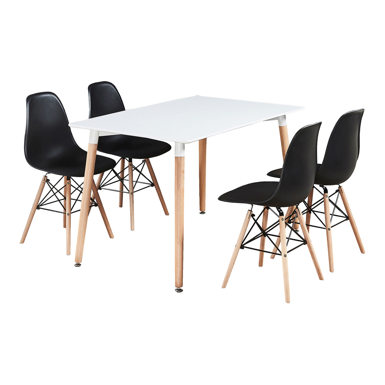 Moda Dining Set 4 x Moda Eiffel Dining Chairs & White Halo Large