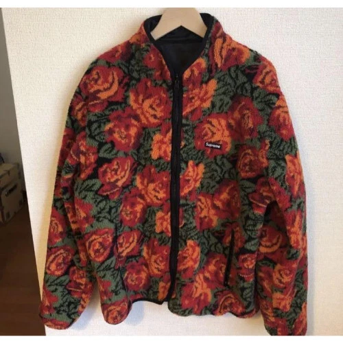 Veste polaire réversible Supreme Roses Sherpa taille L automne hiver 2016 K1722