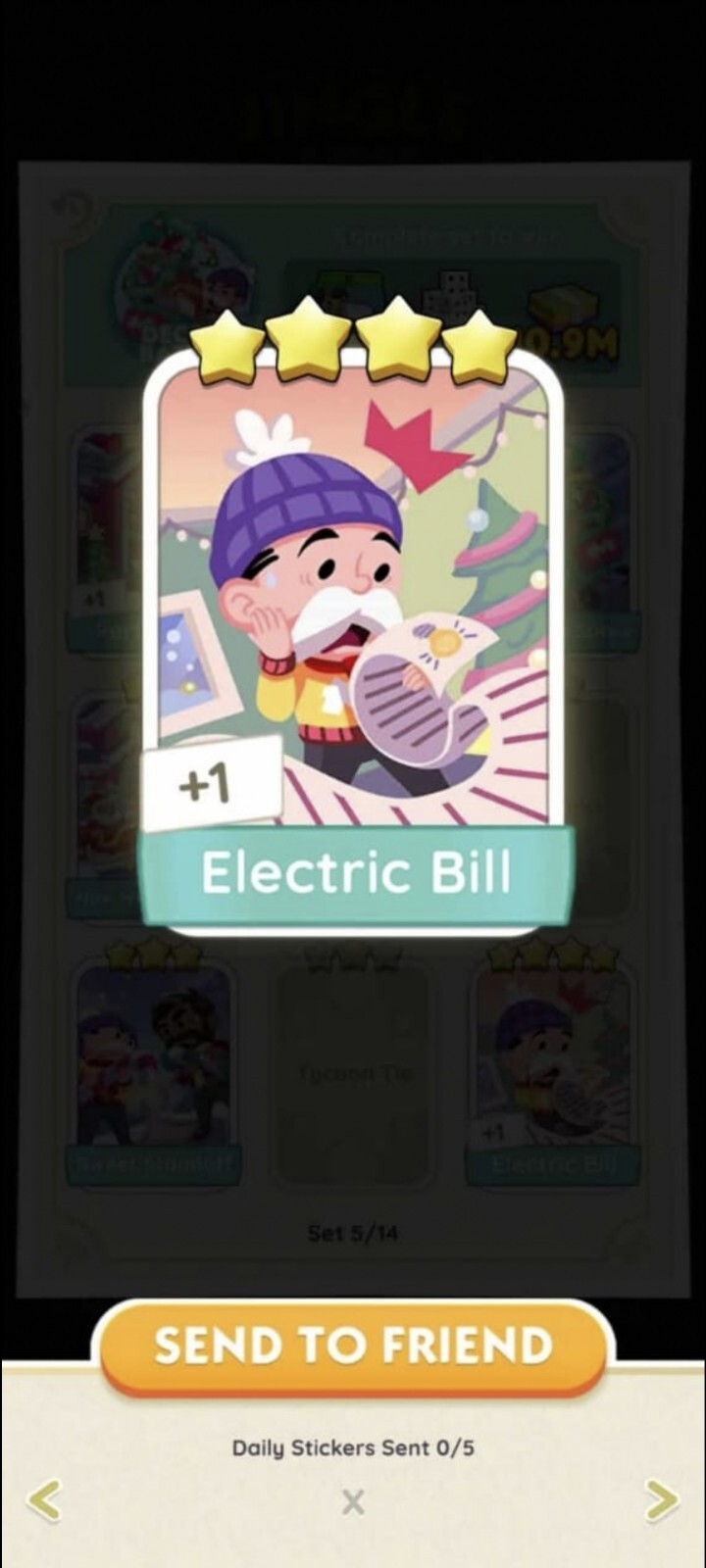 Electric Bill- Jingle Joy- Monopoly Go -sticker 4 Star -Fast Sent -Affordable