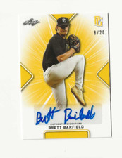 2021 BRETT BARFIELD LEAF PERFECT GAME AUTO YELLOW PARALLEL ROOKIE #8/20  NEW