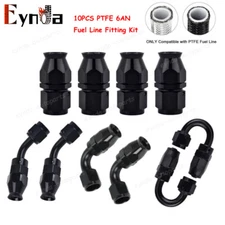 10PACK AN6 6AN PTFE Teflon Hose End Fitting Adapter Kit E85 Oil Fuel Gas Line