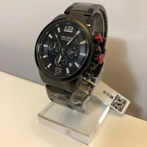 Megir 2156 Men Luxury Quartz Chronograph Stainless Steel Diver Waterproof Watch