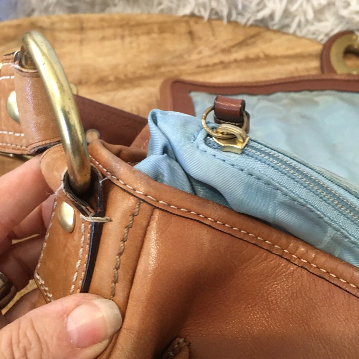 Vintage Coach Brown Leather Shoulder Bag Flap Bag Turn Lock