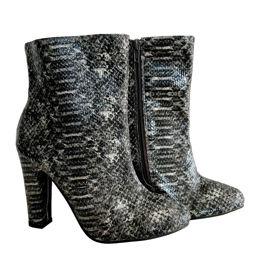 Very Volatile 6.5 Faux-Snake Skin Heel Boots Side Zip Women's Footwear HW1 - Image 3 of 4