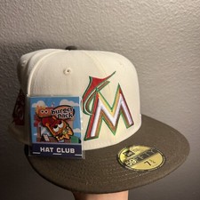 ✅HAT CLUB NEW ERA 59FIFTY BURGER PACK MIAMI MARLINS 50TH ANN PATCH 7 3/4✅