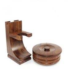 Wood Stand for Safety Razor Straight Razor  Shaving Brush  Wooden Mug Cup USA