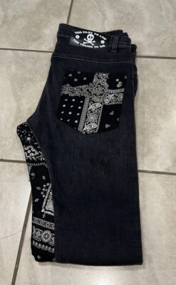 ALCHEMIST RINGO RAVEN SLING BANDANA SLIM STRETCH JEANS 32x35 MADE IN ITALY