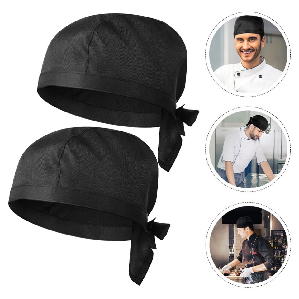 2 Pcs Restaurant Cooking Hat Chef Caps for Men Hats Women Ties Travel