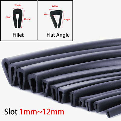 Edging Protection Frame Profile Rubber Trim Seal Flat Round U Shaped Slot 1-12mm