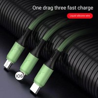 Green Universal 3 in 1 Multi USB Cable Charger Lead For IOS, Samsung Phone