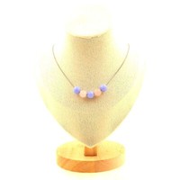 Halskette 5 Perlen Rosenquarz + Achat Crazy Lace Blau 8 Mm Kette Silber Fem
