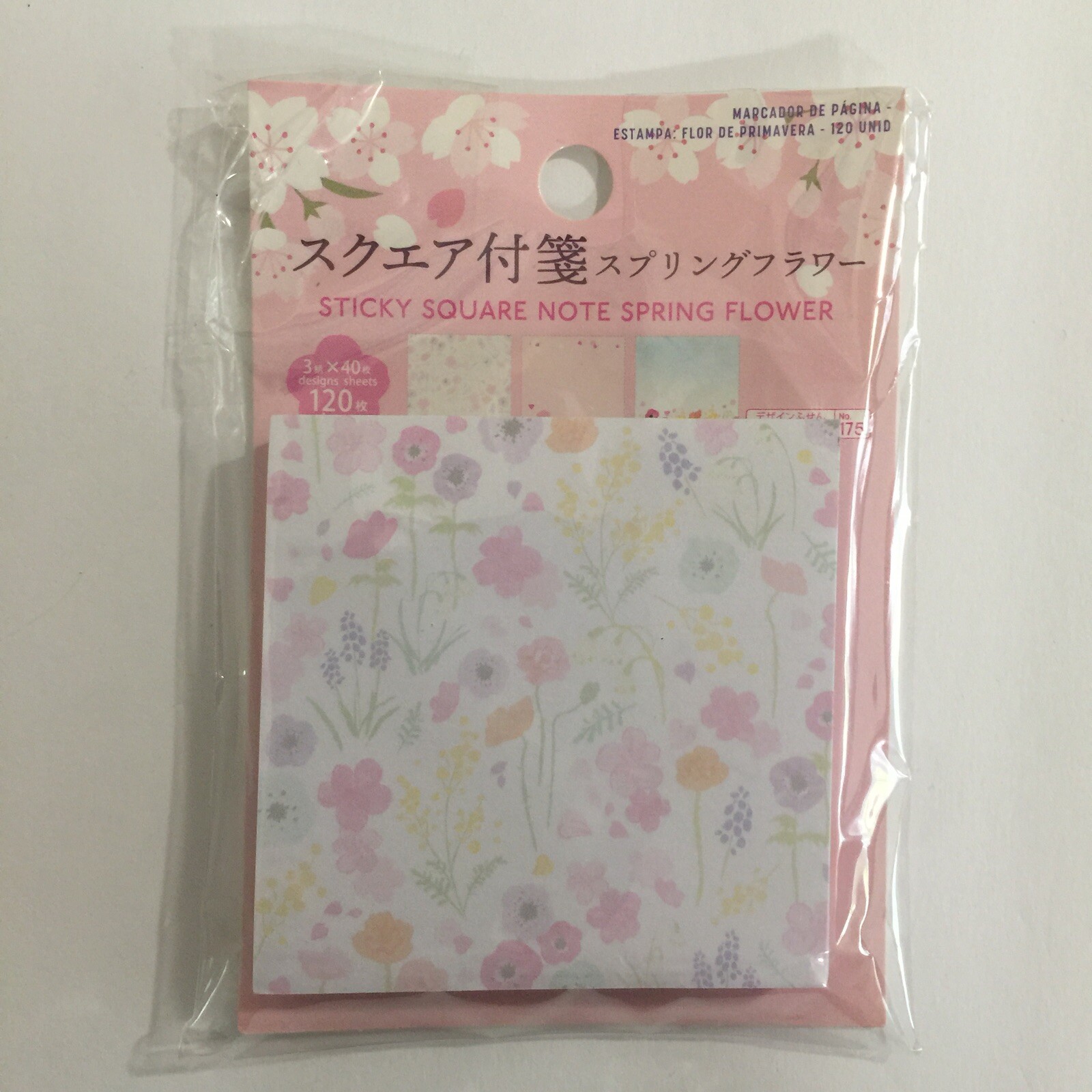 Daiso Japan - Sticky Square Notes Spring Flowers Pattern Kawaii