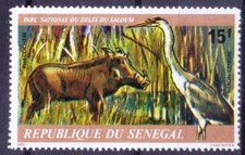 Senegal 1978 MNH, Grey Heron, Warthog, Water Birds, Saloum national park