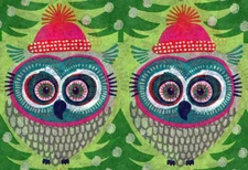 Colorful Christmas / Winter Owls Tissue Paper # 410 -- 10 Large Sheets