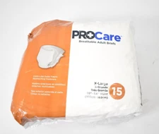 ProCare Breathable Adult Briefs X Large 59" To 64" Heavy Absorption 15 Pack