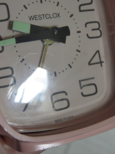 VTG 90s Westclox Peach Alarm Clock Glow In Dark Arms Wind Up Retro Works READ - Picture 5 of 14