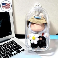 For Labubu Transparent Protector Case for 17cm Plush Dolls Display Bag Keychain