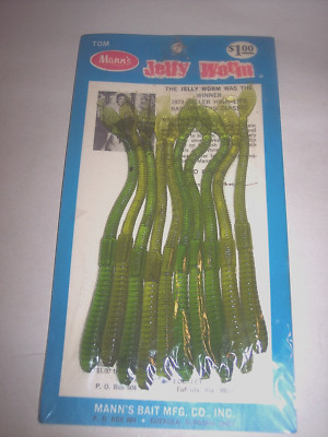 Manns 6'' Jelly Worm 10 Pk Baby Snake Green Snake Watermelon Worm Discontinued