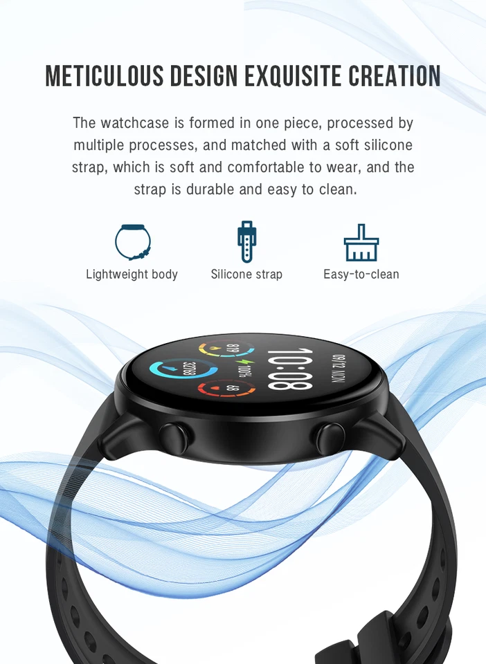 2022 New Advanced Unisex Smart Watch Full Touch Screen Sports Fitness Heart Rate - Image 2 of 4