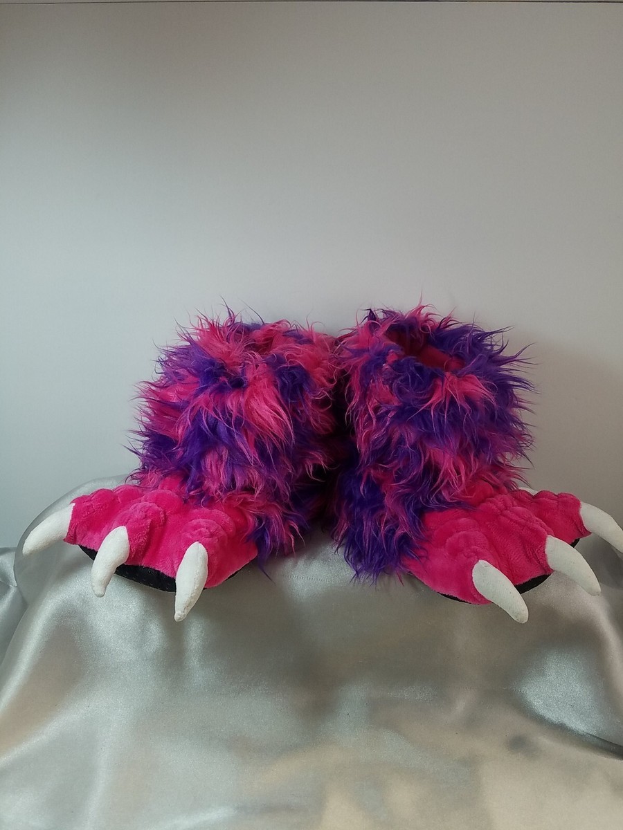 Lazy One Pink Purple Furry Monster Claw Feet Slipper Booties