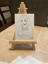 ACEO Original Mixed Media Painting Art Card ATC Pinup girl #643