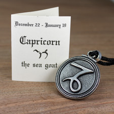 Capricorn Zodiac Pendant Astrology Necklace Horoscope Jewelry Pewter Amulet