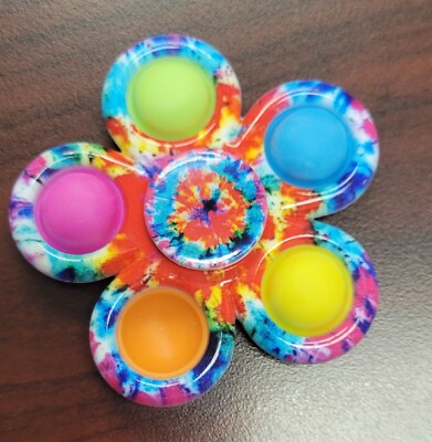 Tie-Dye Pop It Fidget Spinner Toy for ADHD Anxiety Stress Relief 