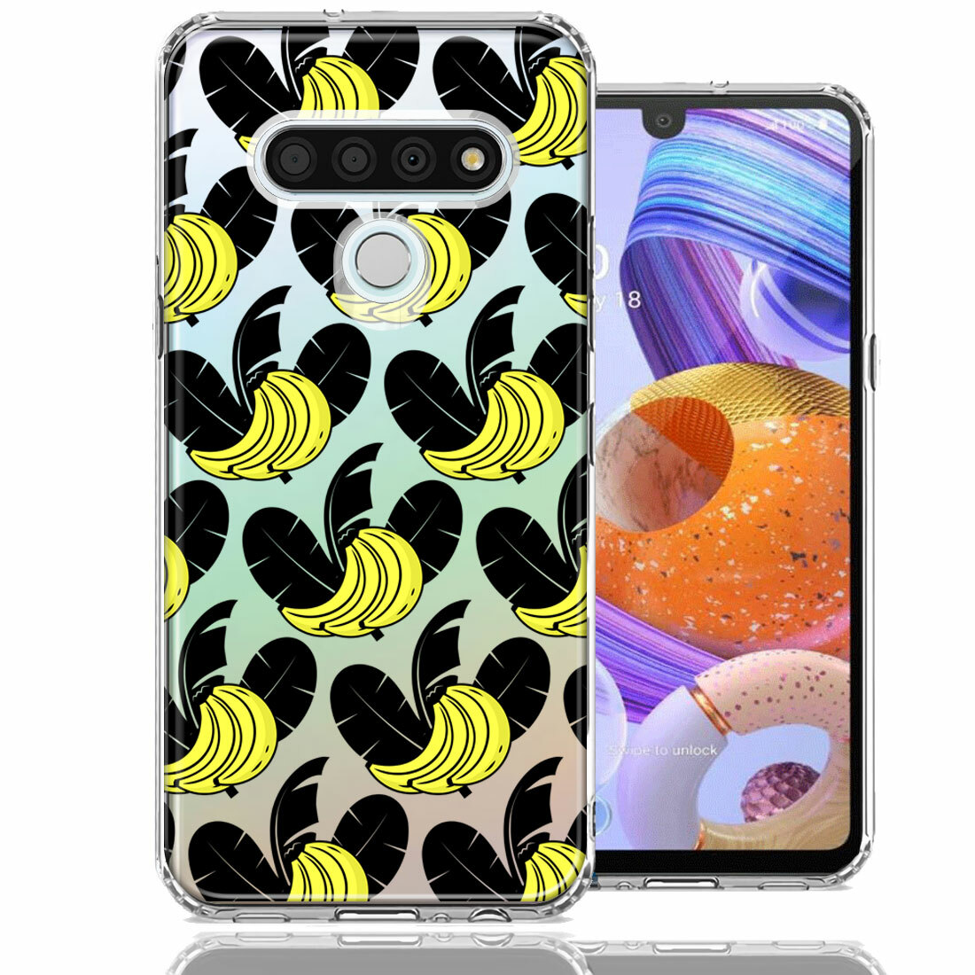 For LG K51 Tropical Bananas Double Layer Phone Case Cover