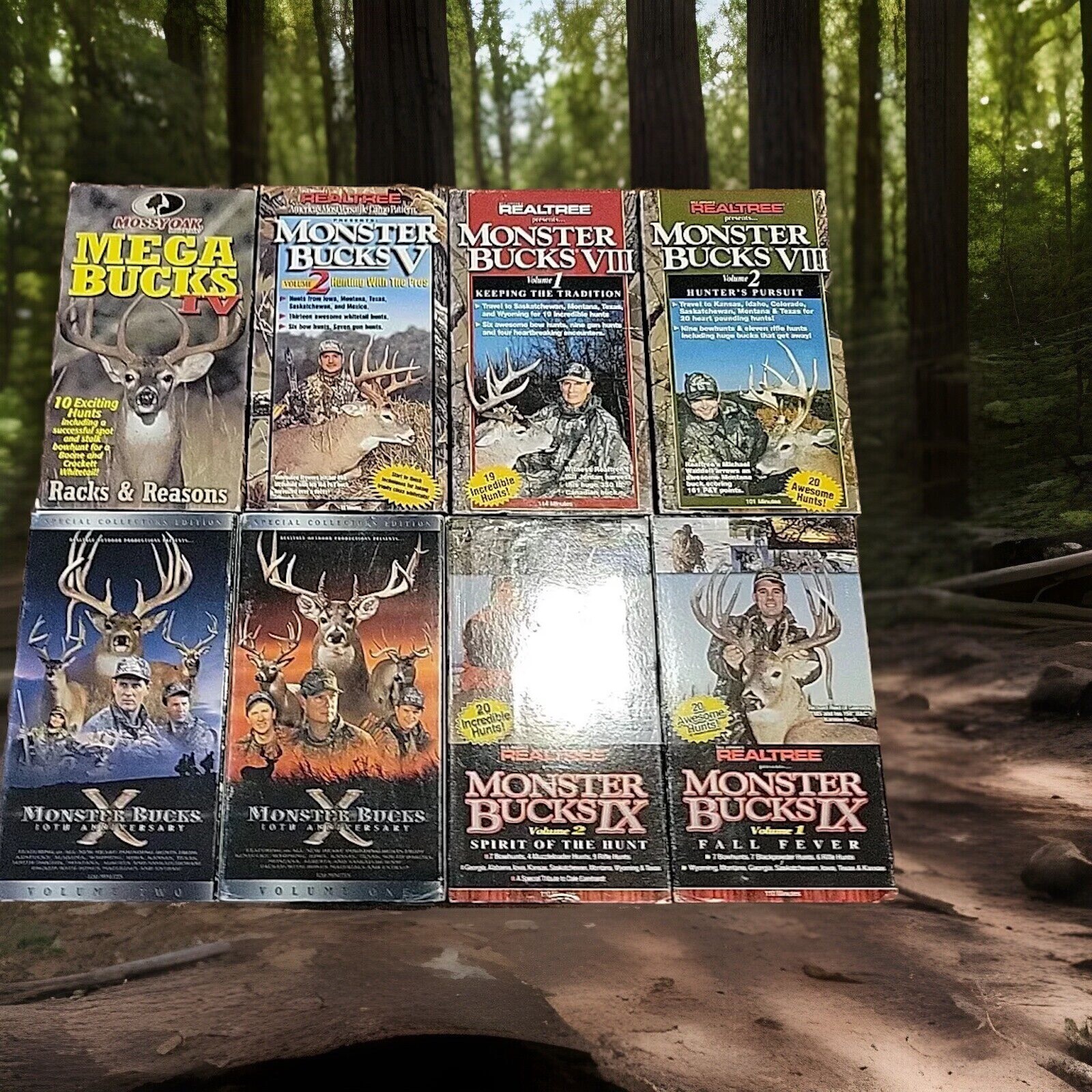 Hunting Big Game Deer Lot of 8 VHS VCR Videos Vintage Rare Mega Bucks Box TS72