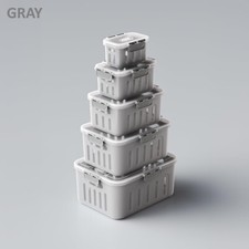 5 PCS Mega Size Food Storage Container Set BPA Free Stackable Kitchen GRAY