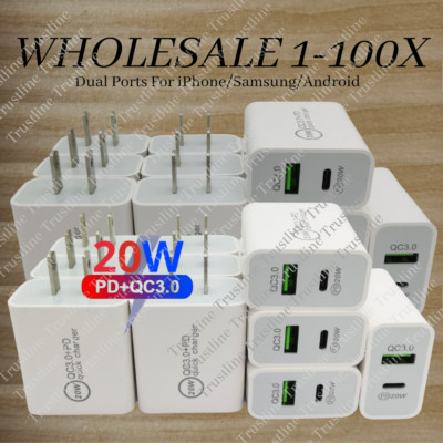 20W PD USB C QC Fast Charger Power Adapter Block For iPhone14 13 12 11 XR 8 Lot