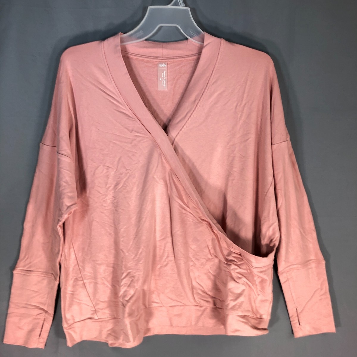 Zuda Z-Knit Womens Layering Top Size 1X Surplice Rose Tan Long