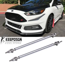 2X Chrome Adjustable Front Bumper Lip Splitter Strut Rod Spoiler Tie Support Bar