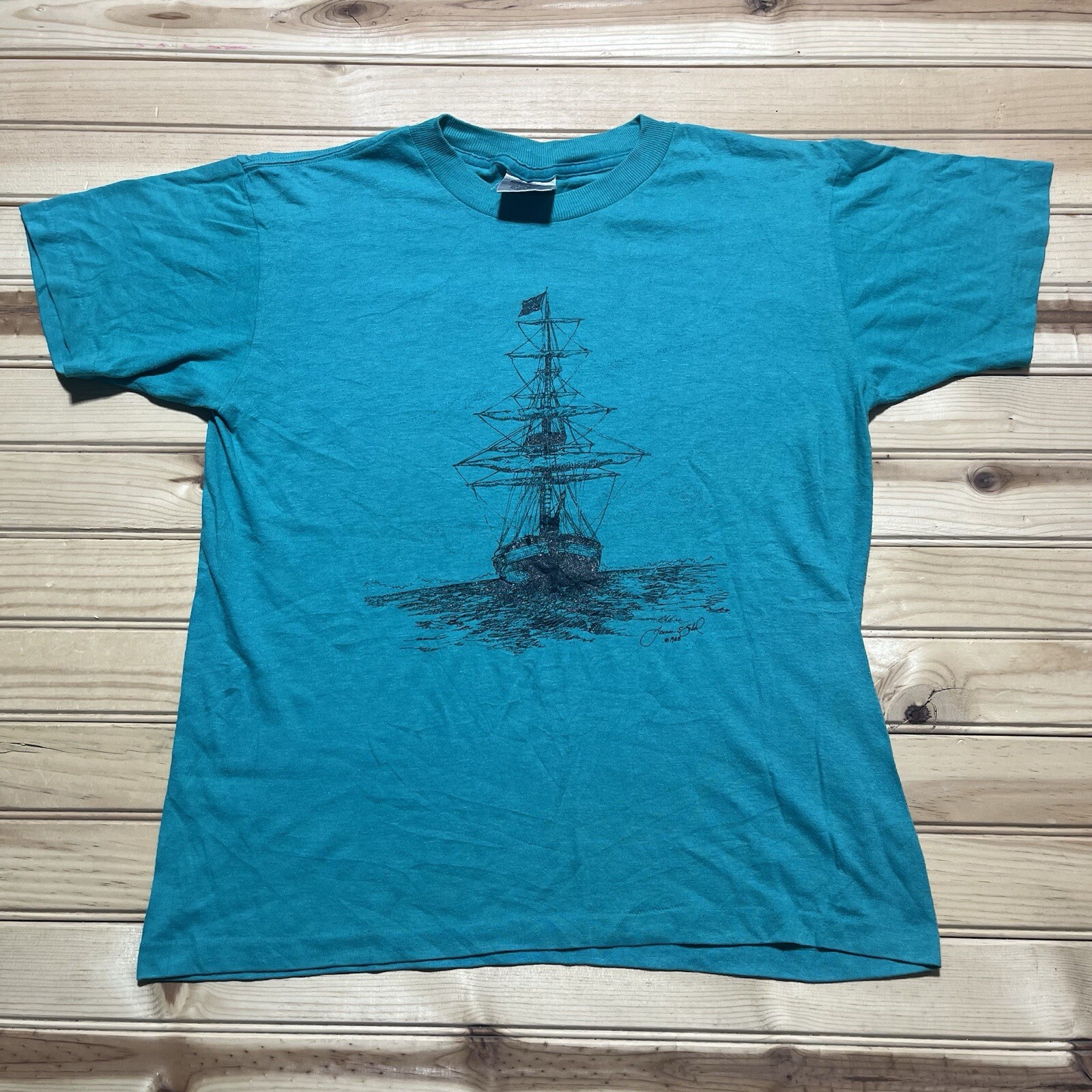 Vintage 1988 U.S. Brig Niagara Presque Isle Erie Sail Ship Shirt Size Medium 80s