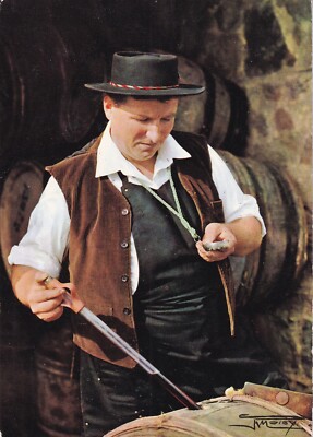Postcard 10x15cm postcard Burgundy folklore Beaujolais winemaker pipette ti