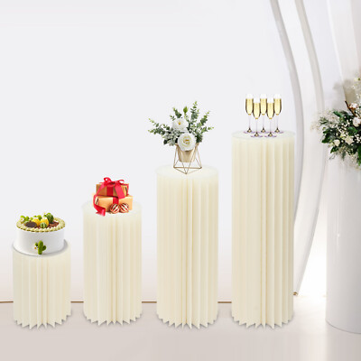 Set of 4 DIY Cardboard Flower Cake Stand Weddings Centerpiece Decoration Column