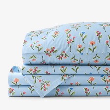 The Company store Blossoms and Stripes Classic Cool Cotton Percale Bed Sheet Set