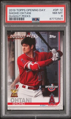 2019 Topps Opening Day Dugout Peeks Shohei Ohtani SSP Rookie Cup MVP PSA 8