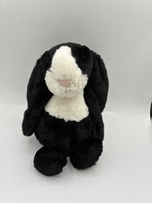 RARE Retired Jellycat Bashful Bunny Dutch 12  Black  White Cream Floppy Plush