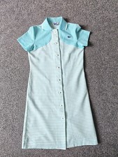 Vintage Chemise Lacoste Striped Polo Dress Turquoise Blue