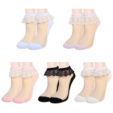 Benefeet Sox Womens Cute Lace Ruffle Socks One Size, 5 Pair-lace