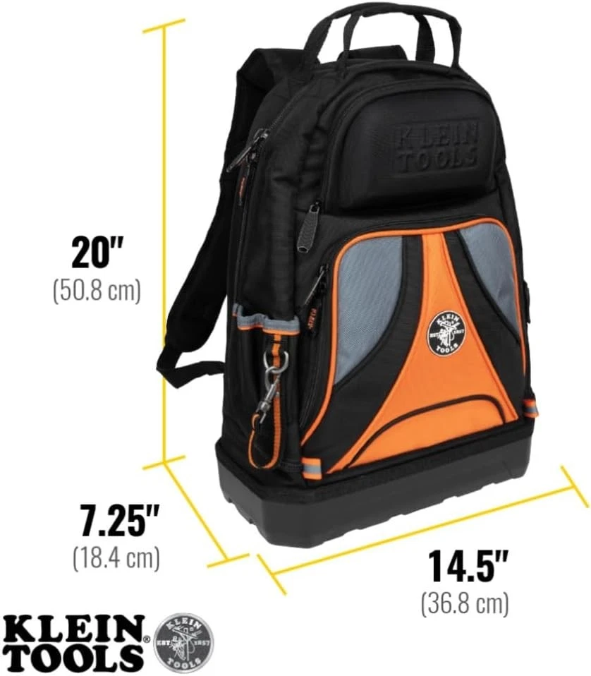 Klein Tools 55421BP-14 Tool Backpack, Heavy Duty Large, Black/Orange/Gray - Image 4 of 4