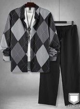 Men's Outfit 2 Piece Set Shirt  Pants Suit PLUS SIZE BIG 5XL