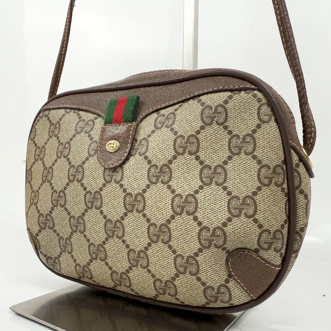 GUCCI Mini Shoulder Bag GG Supreme Sherry Line Beige PVC Leather Authentic thumbnail 16