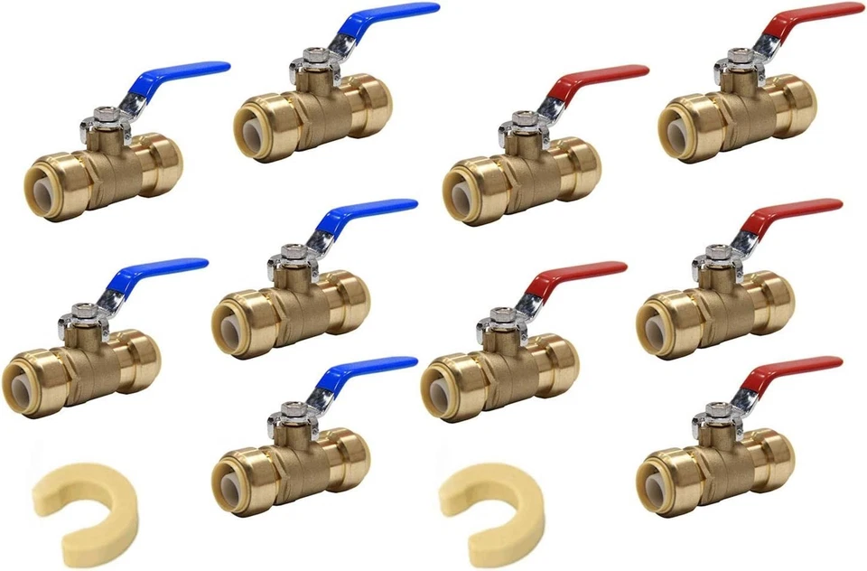 10-Pack 1/2" Push-Fit Ball Valve Set - Image 2 of 4
