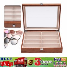 8-Slots Eye Glasses Eyewear Sunglasses Wood Case Display Storage Organizer Box
