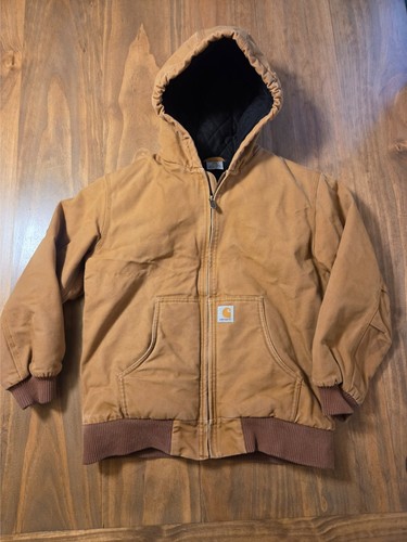 Carhartt Canbas Insulated Hooded Active Jacket for Kids Size L Carhartt Brown