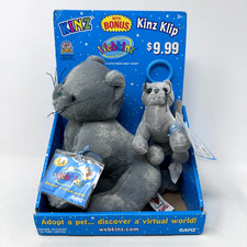 Webkinz Charcoal Gray Cat with Bonus Kinz Clip Kitten Ganz Adopt a Pet with CODE