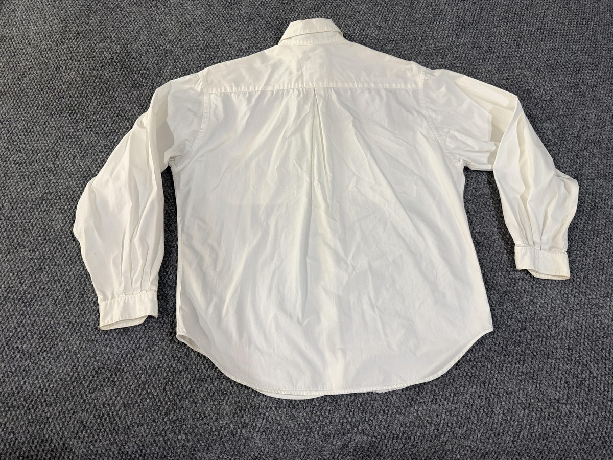 Vintage Banana Republic Shirt Womens 12 White Button Front Long 