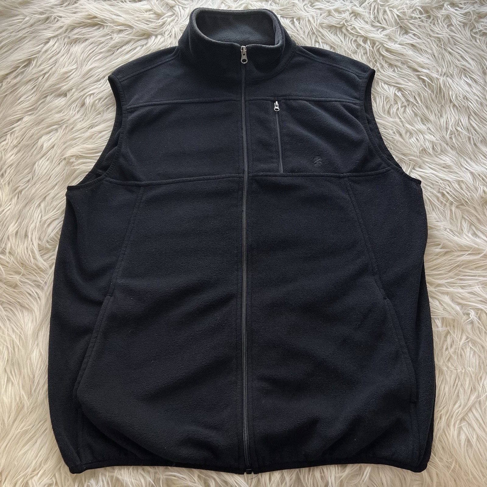 IZOD PerformX Fleece Vest Black Full Zip Athletic Outdoor Layer Men’s Size Large